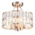12.6 in. 4-Light Round Nickel Drum Semi Flush Mount Ceiling Light with Clear Crystal Glass with No Bulbs Included