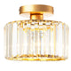 Modern 9 in. 1-Light Gold Semi Flush Mount Ceiling Light Crystal Fixture for Hallway Entryway Bedroom Bulbs Not Included