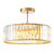 15 in. 3-Light Gold Crystal Semi Flush Mount Ceiling Light with Clear Glass Shade for Living Room No Bulbs Included