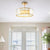 15 in. 3-Light Gold Crystal Semi Flush Mount Ceiling Light with Clear Glass Shade for Living Room No Bulbs Included