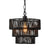 Boho 1-Light Hand-Woven Rattan Round Pendant Black Chandelier for Kitchen Island, Living Room, with No Bulbs Included