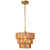 Boho 1-Light Hand-Woven Rattan Round Pendant Brass Chandelier for Kitchen Island, Living Room, with No Bulbs Included