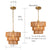 Boho 1-Light Hand-Woven Rattan Round Pendant Brass Chandelier for Kitchen Island, Living Room, with No Bulbs Included