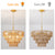 Boho 6-Light Brass Hand-Woven Rattan Round Pendant Chandelier for Kitchen Island, Living Room, with No Bulbs Included