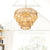 Boho 6-Light Brass Hand-Woven Rattan Round Pendant Chandelier for Kitchen Island, Living Room, with No Bulbs Included