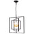 Modern 3-Light Black and Gold Dimmable Lantern Square Chandelier for Kitchen Island Living Room with No Bulbs Included