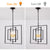 Modern 3-Light Black and Gold Dimmable Lantern Square Chandelier for Kitchen Island Living Room with No Bulbs Included